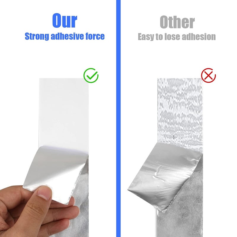 Romeda Aluminum Foil Tape, 2 inch x 65 Feet Foil Tape (3.9 mil), Silver Insulation Adhesive Metal Tape, High Temperature Heavy Duty HVAC Tapes for Ductwork, Dryer Vent, HVAC - Image 5
